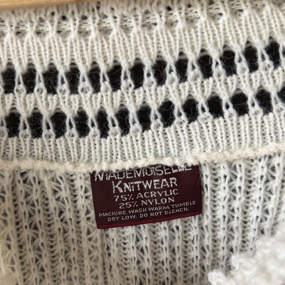 Vintage Cream Off Shoulder Knit Sweater Cottagecore Balloon Sleeve Soft - Picture 15 of 17